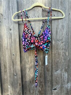 NWT Leopard Print Wrap Bikini Swim Top Multicolor Size XS
